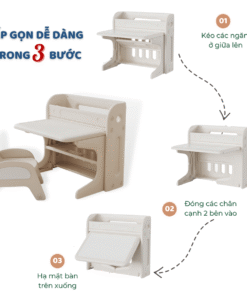 Bộ bàn học cho bé Pakey E032 31 Bộ bàn học trẻ em có thể gấp gọn trong vài thao tác đơn giản