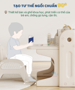 Bộ bàn học cho bé Pakey E032 32 Thiết kế bàn và ghế khoa học, tạo ra tư thế ngồi chuẩn 90 để phát triển cơ thể của trẻ em, chống gù lưng, cận thị