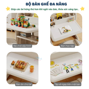 Bộ bàn học cho bé Pakey E032 33 Bộ bàn ghế Pakey được làm chất liệu nhựa HDPE an toàn tuyệt đối cho bé