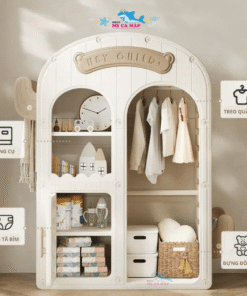 Tủ nhựa quần áo cho bé đa năng có hoạ tiết ngộ nghĩnh kết hợp với màu sắc trang nhã