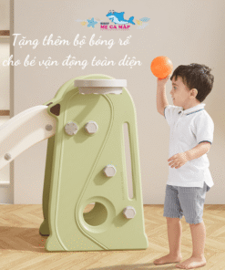 Cầu trượt cho bé Pakey chim cánh cụt 29 Cầu trượt cho bé được tặng thêm vòng bóng rổ và được tặng quả bóng rổ