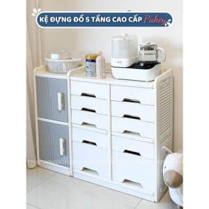 Kệ đồ dạng tủ Pakey E103 cho bé 43 Mặt tủ trên cùng có thành chặn phía sau để bé tận dụng để những vật dụng thường xuyên sử dụng rất tiện lợi