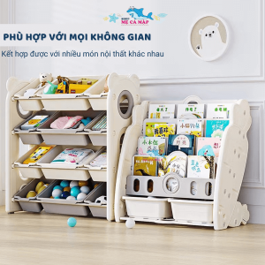 Giá kệ sách cho bé kèm hộc 33 Kệ sách gồm các tấm nhựa nguyên sinh an toàn cho sức khỏe