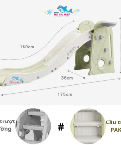 Cầu trượt cho bé Pakey chim cánh cụt 35 Máng trượt rộng, được thiết kế chuẩn khoa học với các điểm tăng tốc, giảm tốc, giữ tốc an toàn