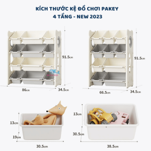 Giá kệ sách cho bé kèm hộc 37 Bộ sản phẩm bao gồm 1 giá để đồ 4 tầng có hộc và 1 kệ 4 tầng màu trắng ghi sang trọng