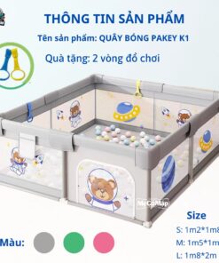 Quây cũi vải cho bé Pakey K1 màu ghi