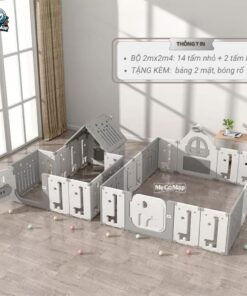 Quây nhựa cao cấp cho bé Pakey Full House 59 Quây cũi nhựa cho bé PAkey Full House 2mx2m4
