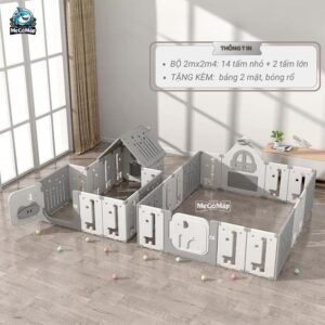 Quây nhựa cao cấp cho bé Pakey Full House 59 Quây cũi nhựa cho bé PAkey Full House 2mx2m4