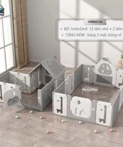 Quây nhựa cao cấp cho bé Pakey Full House 60 Quây cũi nhựa cho bé PAkey Full House 1m6x2m4