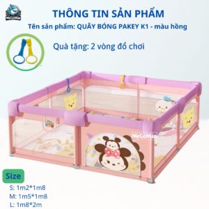 Quây cũi vải Pakey K1 màu hồng 10 quay cui vai cho be K1 mau hong 5