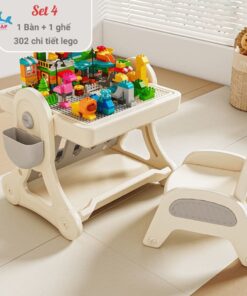 Bàn có thể được sử dụng 2 mặt gồm mặt trước và mặt sau để phục vụ nhiều mục đích và nhu cầu của bé nhỏ