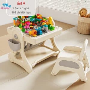 Bộ bàn lego đa năng Pakey 45 Bàn có thể được sử dụng 2 mặt gồm mặt trước và mặt sau để phục vụ nhiều mục đích và nhu cầu của bé nhỏ