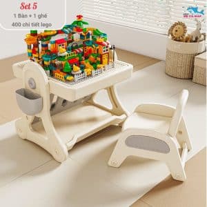 Bộ bàn lego đa năng Pakey 46 bộ bàn cũng được thiết kế với mặt bàn phẳng và không gian rộng rãi, tạo điều kiện thuận lợi cho trẻ vẽ tranh và làm bài tập