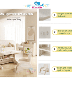 Bộ bàn học cho bé Pakey E032 36 Bộ bàn học trẻ em Pakey có cấu tạo chắc chắn bảo vệ tư thế cho trẻ