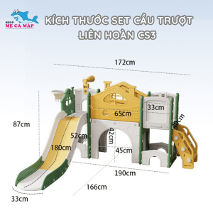 Cầu trượt liên hoàn cho bé Pakey CS03 37 Kích thước của cầu trượt liên hoàn CS3