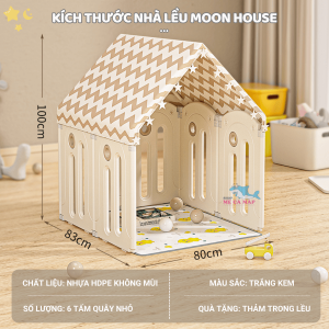 Lều cho bé Moon House 14 Cấu tạo nhà lều chắc chắn bao gồm các tấm quây với hệ thống chốt cố định an toàn cho bé chơi