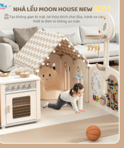 Mỗi tấm quây có kích thước cao 63cm và rộng 40cm, được sắp xếp để tạo thành một không gian nhà lều cho bé