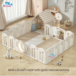Lều cho bé Moon House 17 Mái nhà của lều được thiết kế với hoạ tiết vân màu nâu be, mang lại vẻ đẹp tự nhiên và thu hút cho trẻ nhỏ