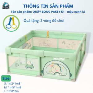 Quây cũi vải Pakey K1 màu xanh lá 14 quay cui vai cho be K1 mau xanh 1