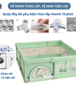 Quây cũi vải Pakey K1 màu xanh lá 16 quay cui vai cho be K1 mau xanh 3