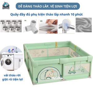 Quây cũi vải Pakey K1 màu xanh lá 16 quay cui vai cho be K1 mau xanh 3
