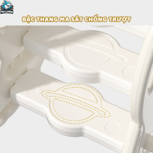 Cầu trượt cho bé Pakey Moon House 22 3 bậc thang chống trượt dễ thương có hoa văn giúp ổn định theo từng bước chân