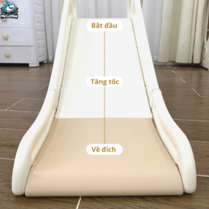 Cầu trượt cho bé Pakey Moon House 19 Chiều dài máng trượt được thiết kế theo tỷ lệ vàng với các điểm tăng tốc, giảm tốc và đệm giữ tốc thoai thoải giúp các bé vận động an toàn