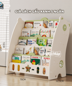 Giá sách cho bé 5 tầng gấu GS1 28 smcm gia sach kem hoc hinh gau 7
