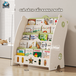 Giá sách cho bé 5 tầng gấu GS1 28 smcm gia sach kem hoc hinh gau 7