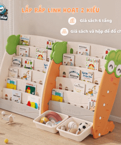Sản phẩm giá sách với hoạ tiết cà rốt là một lựa chọn độc đáo và bắt mắt cho phòng của bé nhỏ