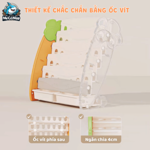 Giá sách Pakey Cà rốt GS03 20 Giá sách Pakey hoạ tiết cà rốt được làm từ chất liệu nhựa nguyên sinh an toàn không màu, không mùi
