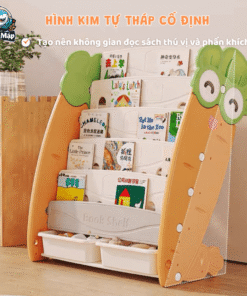 Với 2 hộp chứa đồ ở ngăn dưới cùng, giá sách không chỉ giúp sắp xếp sách ngăn nắp mà còn cung cấp không gian lưu trữ cho đồ chơi