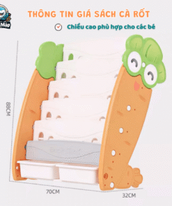 Giá sách được thiết kế để phù hợp với trẻ từ 2 đến 10 tuổi, đảm bảo sự linh hoạt trong việc sử dụng lâu dài khi trẻ đang đến độ tuổi phát triển
