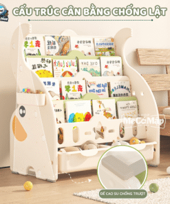 Giá sách được thiết kế theo cấu trúc kim tự tháp với các tầng lớp được xếp chồng