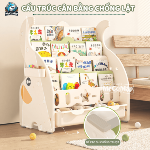 Giá sách được thiết kế theo cấu trúc kim tự tháp với các tầng lớp được xếp chồng