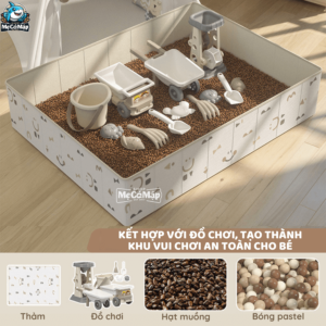 Màu sắc bể bóng vải nhã nhặn, họa tiết đáng yêu phù hợp với cả bé trai và bé gái