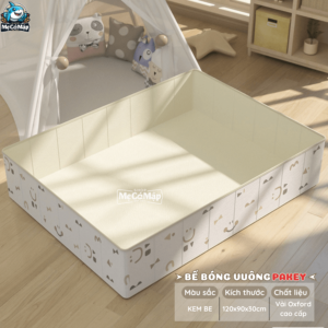 Bể bóng cho bé màu be nhã nhặn và sang trọng theo style Hàn quốc