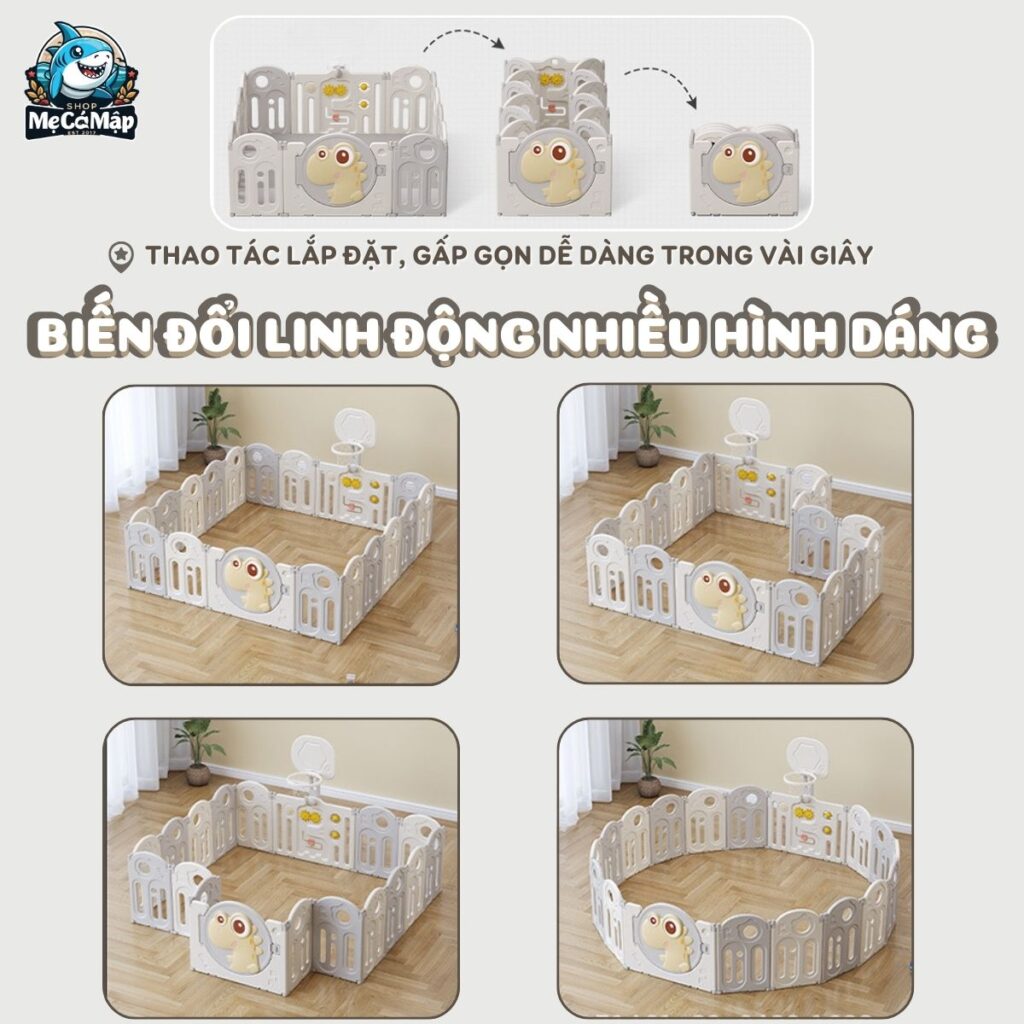 Quây cũi gấp gọn Pakey khủng long 103 quay cui nhua gap gon khung long 10