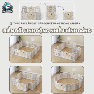 Quây cũi gấp gọn Pakey khủng long 80 quay cui nhua gap gon khung long 10