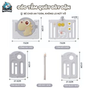 Quây cũi gấp gọn Pakey khủng long 84 quay cui nhua gap gon khung long 11