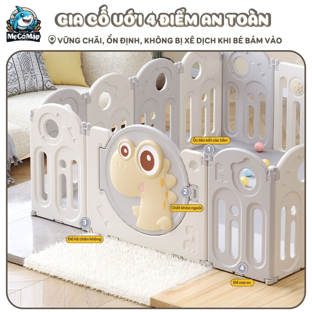 Quây cũi gấp gọn Pakey khủng long 105 quay cui nhua gap gon khung long 12