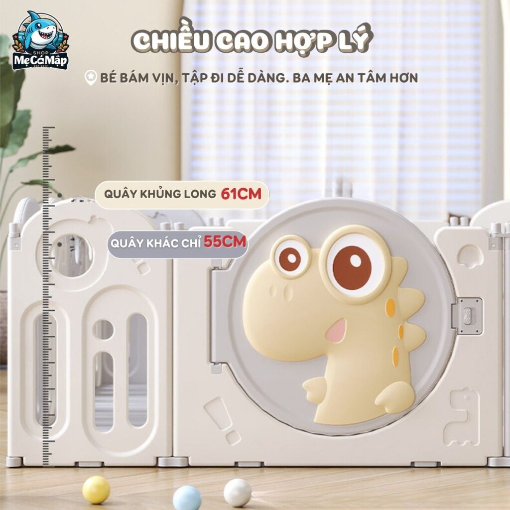 Quây cũi gấp gọn Pakey khủng long 101 quay cui nhua gap gon khung long 8