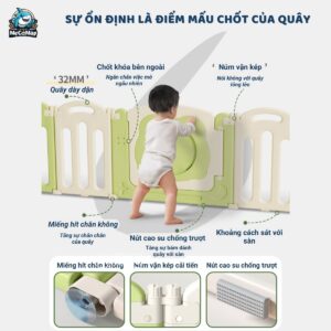 Quây cũi gấp gọn Pakey Ếch xanh 39 quay ech xanh 11