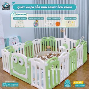 Quây cũi gấp gọn Pakey Ếch xanh 33 quay ech xanh 9