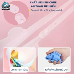 Yếm ăn dặm cho bé silicon có máng 54 Yem an dam silicone 1