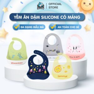 Yếm ăn dặm cho bé silicon có máng 46 Yem an dam silicone 26