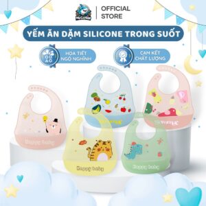 Yếm ăn dặm cho bé silicon có máng 45 Yem an dam silicone 28