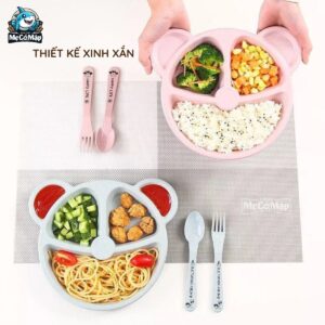 Set ăn dặm lúa mạch cho bé hình gấu 44 set an dam lua mach hinh gau 9
