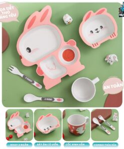 Set đồ dùng ăn dặm sợi tre cho bé 57 set an dam soi tre 11