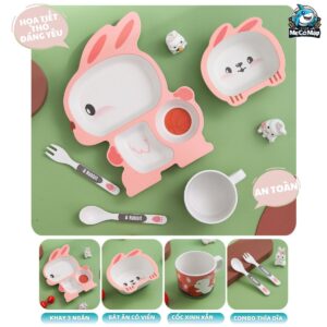 Set đồ dùng ăn dặm sợi tre cho bé 57 set an dam soi tre 11